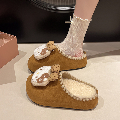 超火凯蒂猫勃肯鞋包头半拖鞋女外穿2025新款秋冬厚底增高加绒棉拖
