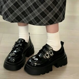 小个子高跟小皮鞋女2026春夏季新款厚底增高英伦风配裙子乐福单鞋