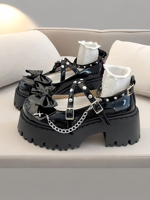 暗黑COS小皮鞋女英伦厚底2026年春秋浅口JK制服洛丽塔玛丽珍单鞋