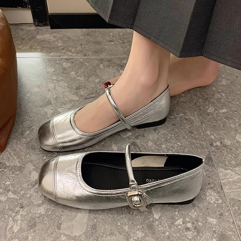 玛丽珍单鞋女2025春秋新款韩版方头平底软底舒适一脚蹬浅口豆豆鞋