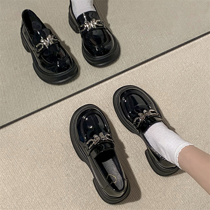 厚底玛丽珍小皮鞋女春秋法式高跟jk松糕金属扣乐福鞋百搭日系单鞋