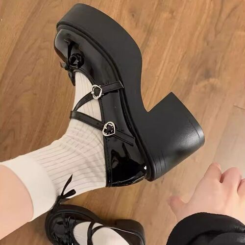 日系jk百搭粗跟厚底玛丽珍鞋