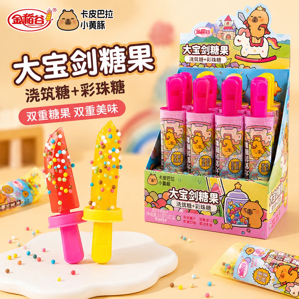 金稻谷棒棒糖创意玩具糖果大宝剑型糖果儿童糖果零食玩具糖批发