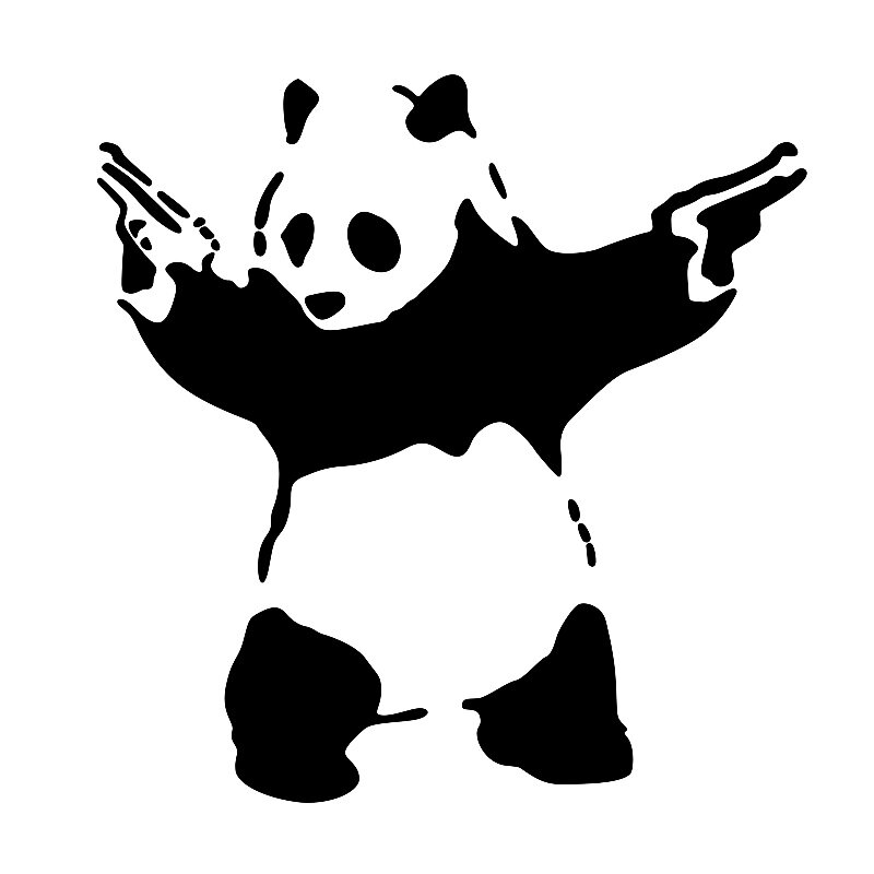 防水反光汽车贴纸拉花箱包电动摩托潮流双枪暴力表情C205暴躁熊猫