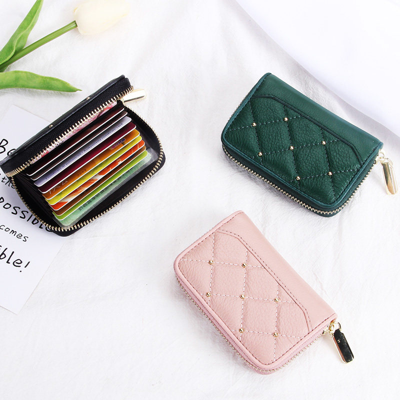 大容量真牛皮男女士卡包式小巧超薄精致高档可爱韩国多卡位证件潮