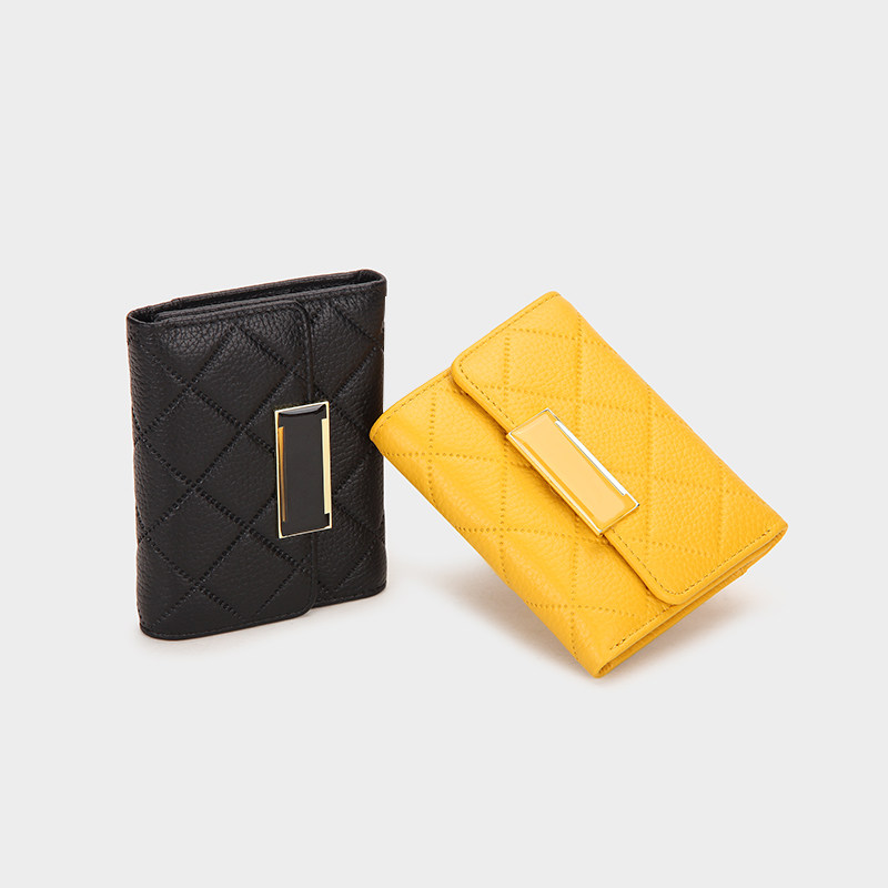 真皮钱包女短款2019新款小清新女士三折卡包韩版简约小巧超薄时尚