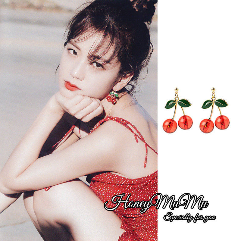 mumu*韩国blackpink 金智秀同款 甜美可爱百搭水果樱桃 耳环耳夹