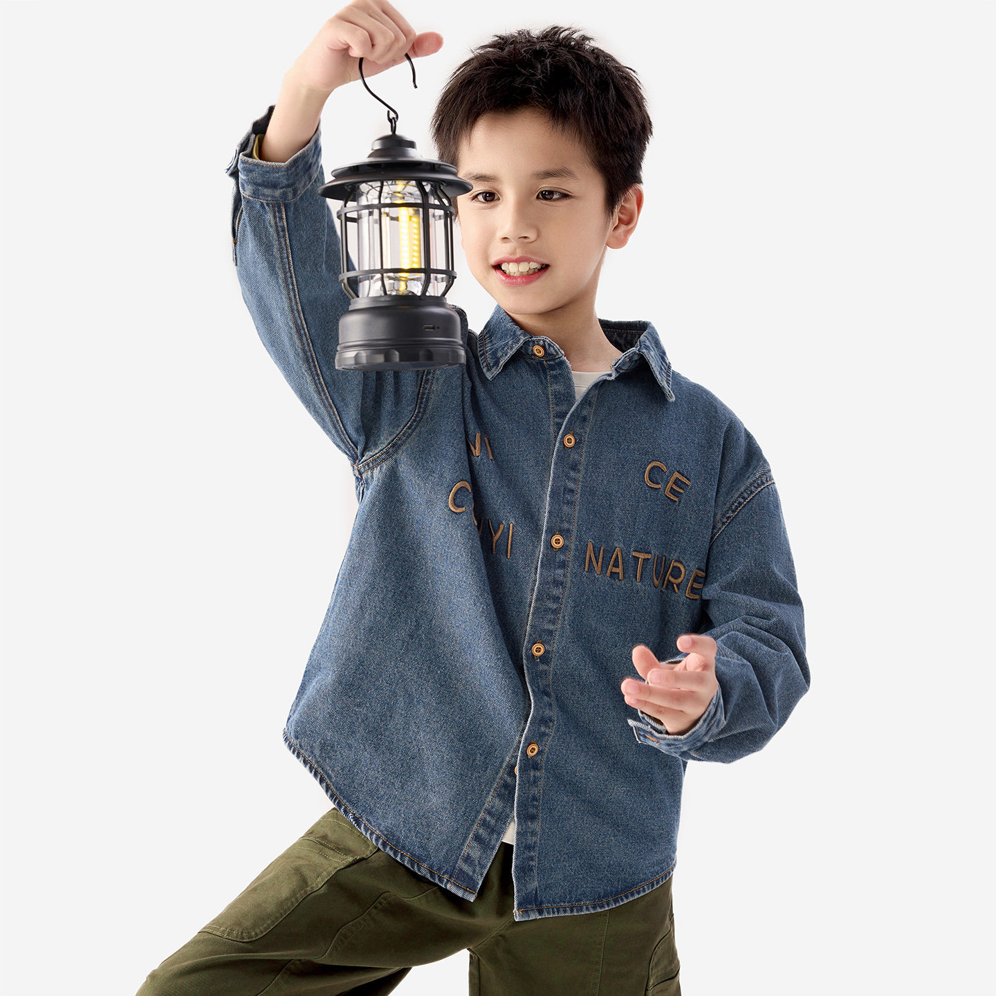 纯一良品男童秋季牛仔长袖衬衫