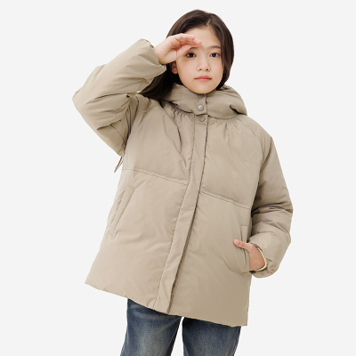 纯一良品童装女童羽绒服女孩秋冬新款中大童简约防风保暖连帽外套