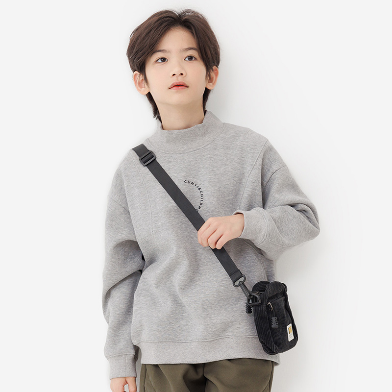 纯一良品童装男童卫衣男孩秋冬新款中大童软糯舒适加绒半高领上衣