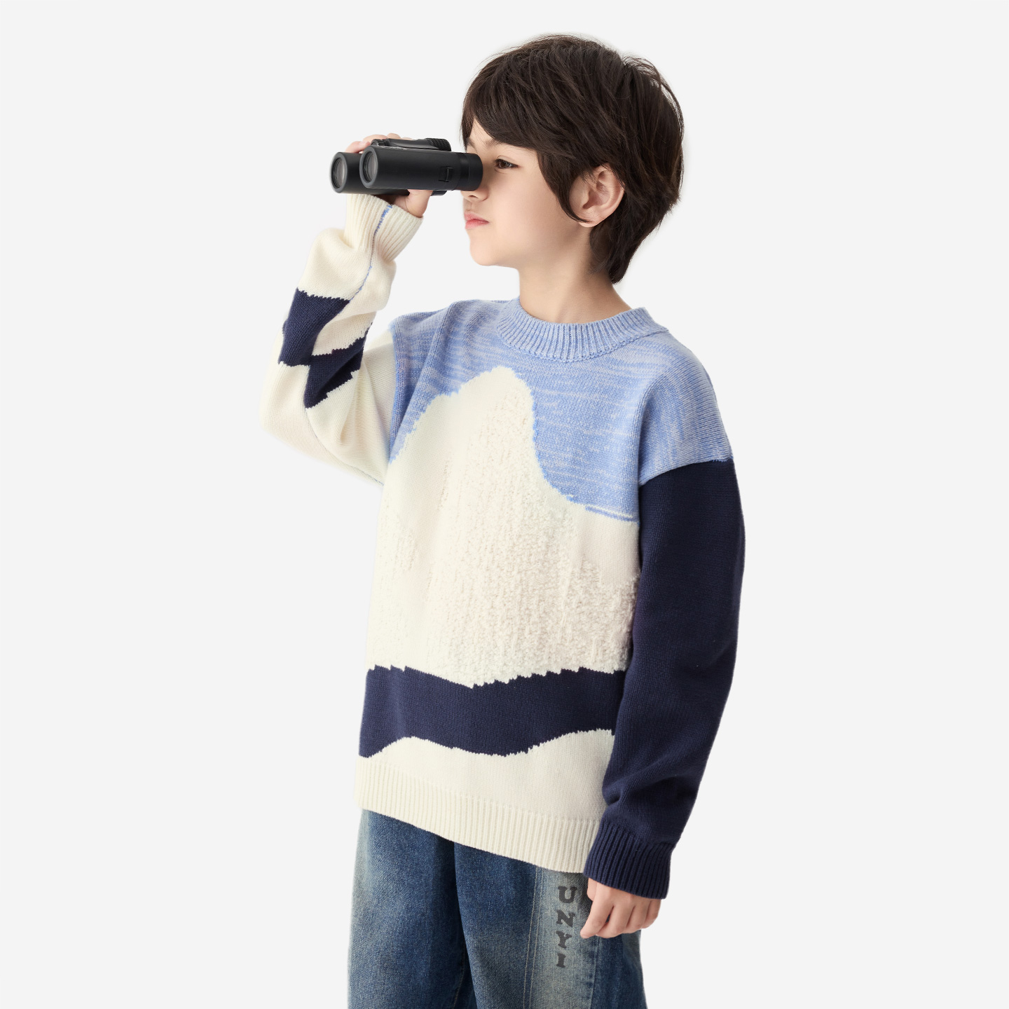 纯一良品男童毛衣2025秋冬时髦撞色针织衫亲肤保暖宽松上衣