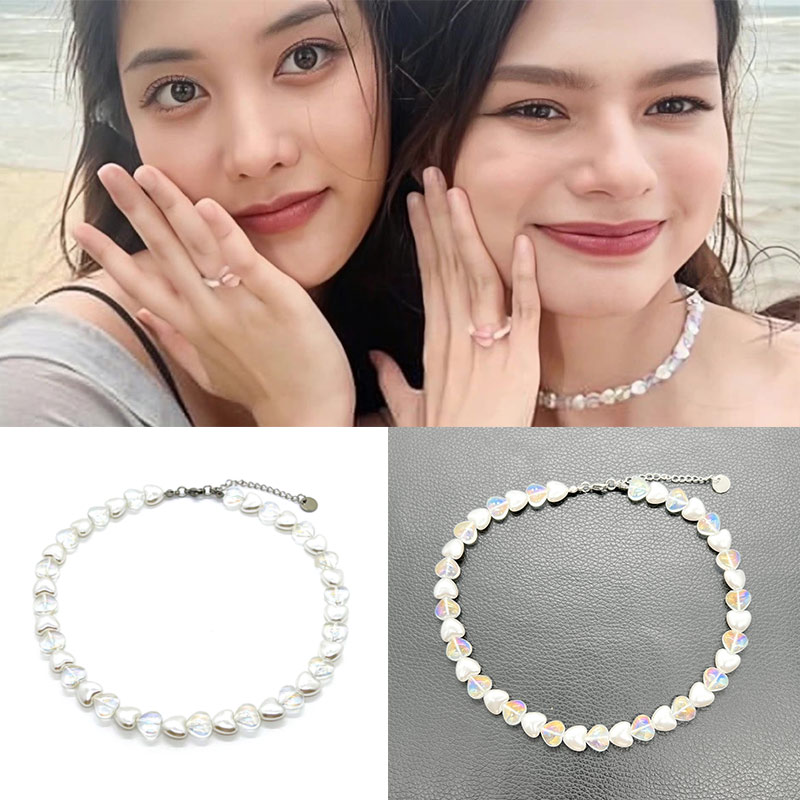 FreenBecky同款白色珍珠爱心项链