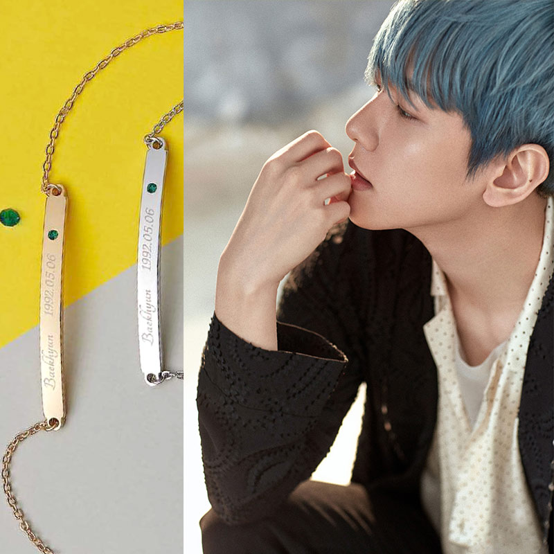 刻字边伯贤同款生日钛钢手链男女