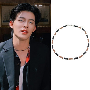 泰剧只为你一人pondphuwin同款黑白咖软陶串珠项链男女百搭锁骨链