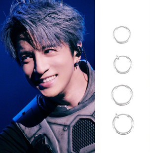 薛之谦同款圆圈耳环耳夹男女百搭钛钢素圈耳钉扣防水不掉色不过敏