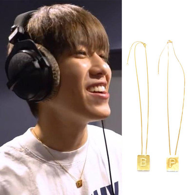 方块情侣钛钢黄金项链录音室同款