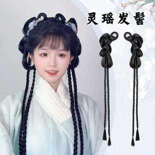 汉服假发抓夹古风一体式全发丝发包古装发髻头饰盘发蝴蝶结发型女