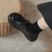 加绒英伦风小皮鞋 百搭学院黑色单鞋 女2025秋冬新款 真皮厚底乐福鞋