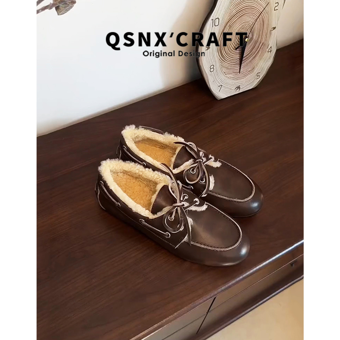 保暖毛毛鞋一脚蹬平底豆豆鞋女