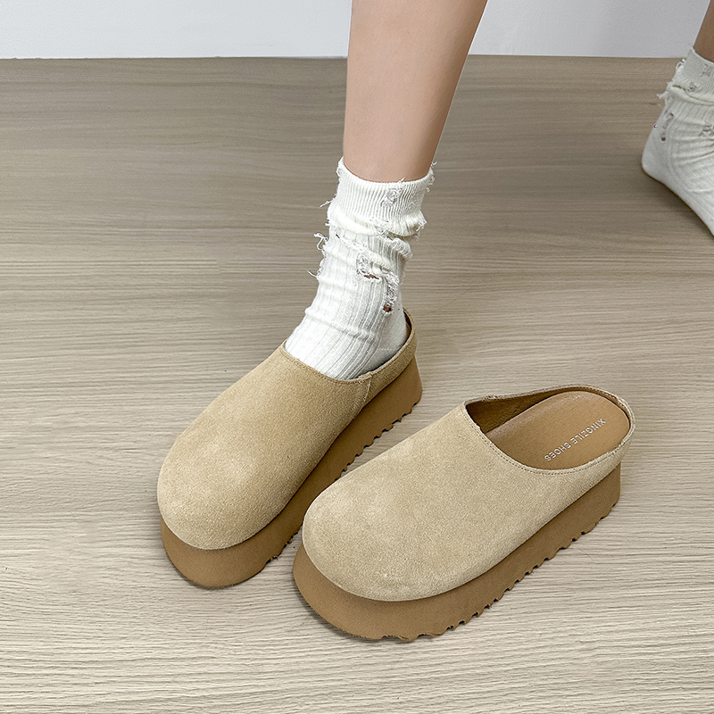 全真皮~今年新款厚底勃肯半拖鞋