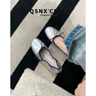 小羊皮~软皮芭蕾鞋女2026新款蝴蝶结平底软底通勤百搭一脚蹬单鞋