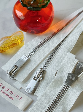 玉米牙5#YKK拉链白铜双头开尾Excella羊绒皮毛高档外套门襟白030