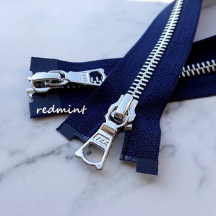 双头开尾5#YKK拉链亮银金属外套开衫上衣毛衣卫衣羽绒高档藏青058