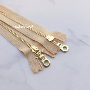 细齿3#亮金闭尾拉链服装袋口领袖口小包布袋高档金属拉锁米黄125