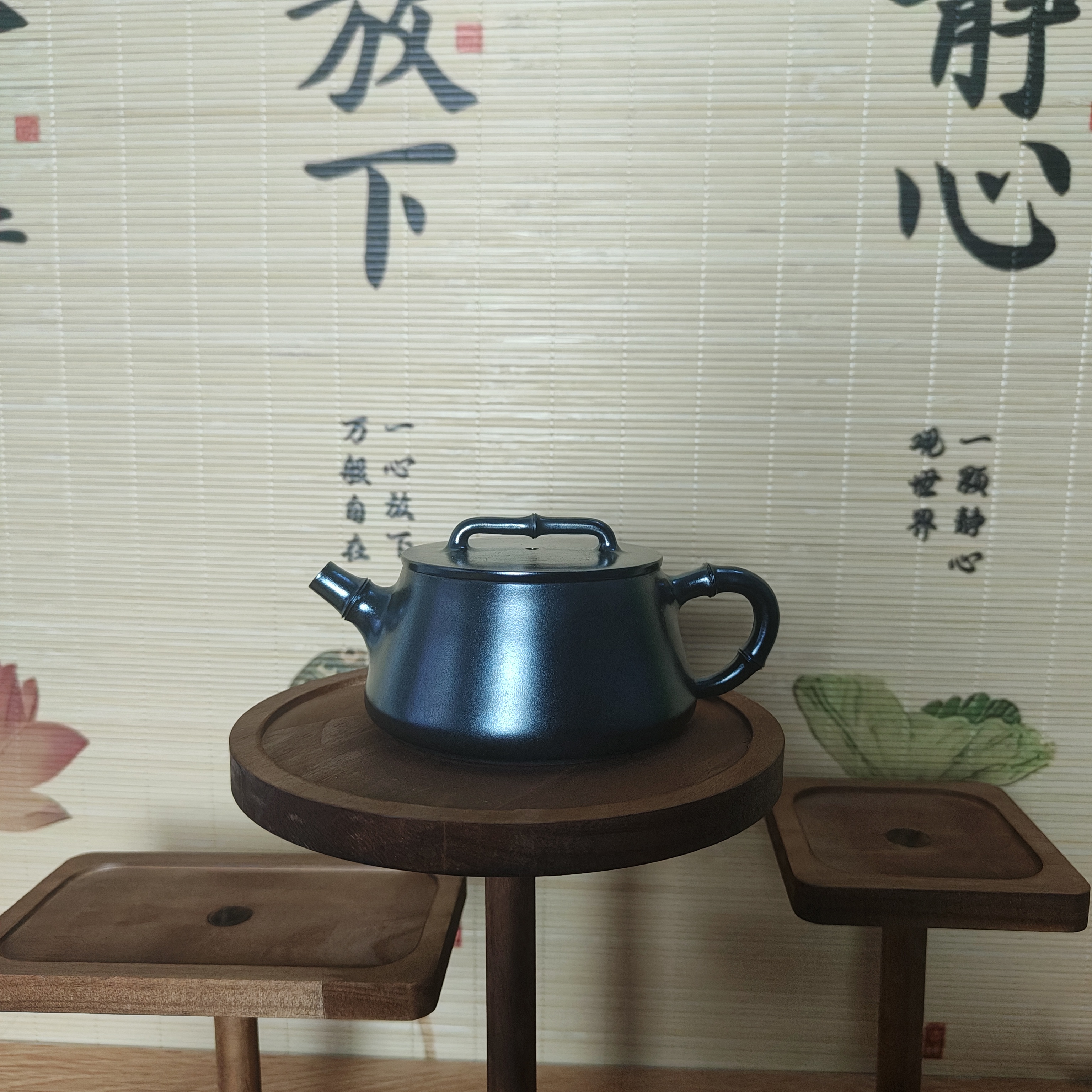 竹节石瓢 结晶烧纯手工原矿坭兴陶泡茶壶200cc专用六堡茶具非紫砂