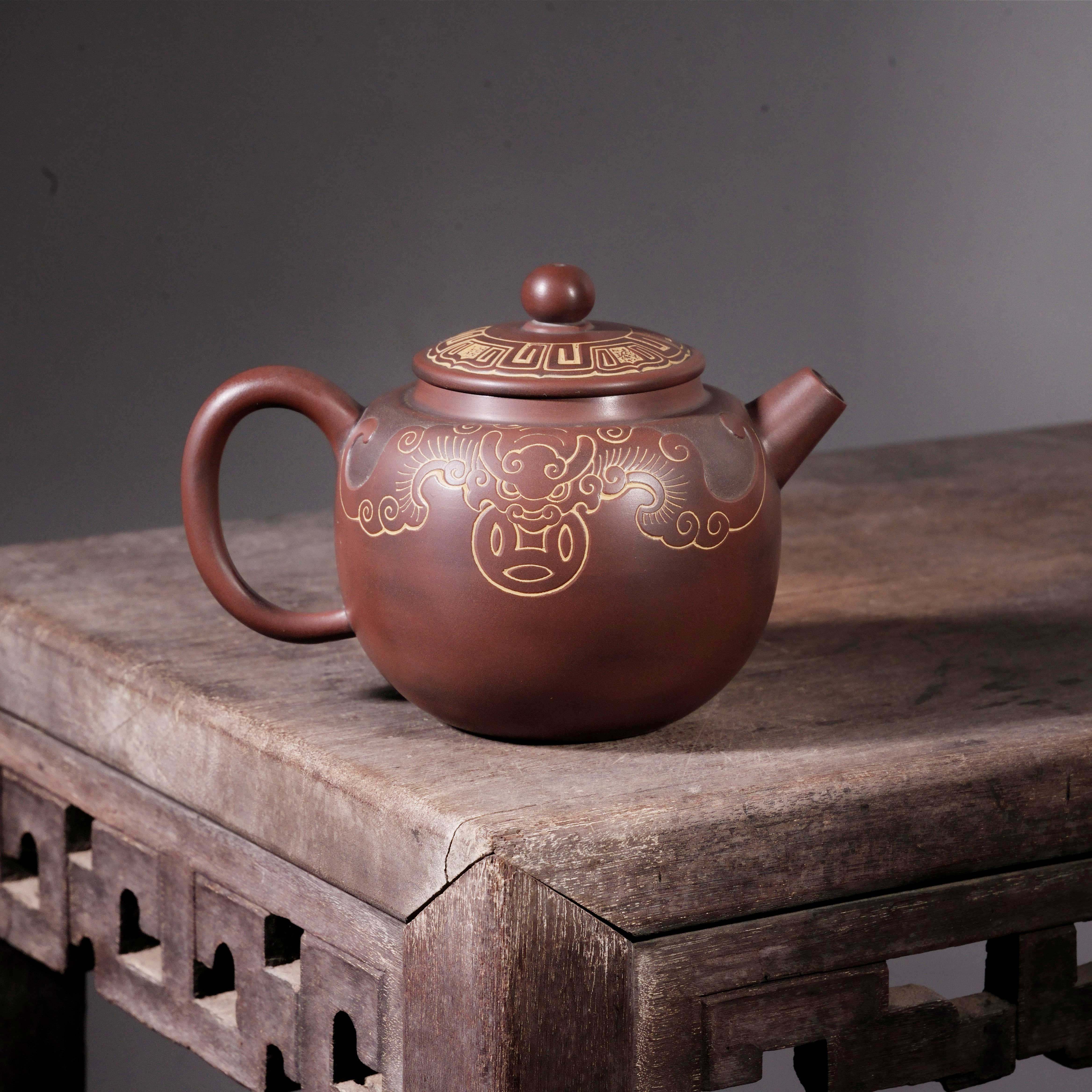 全手工雕刻茶壶六堡茶具