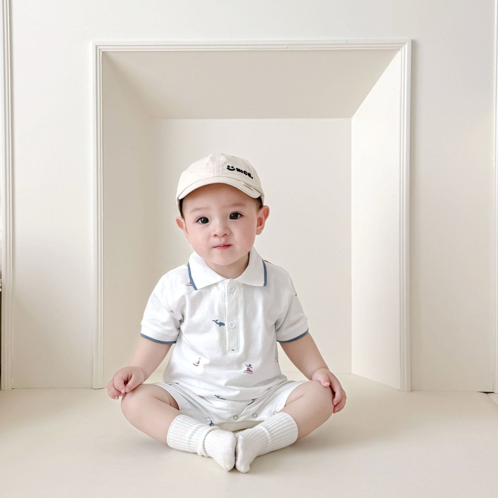 ins婴幼儿童装男童polo衫短袖T恤宝宝连体衣翻领哈衣爬服夏季潮图片