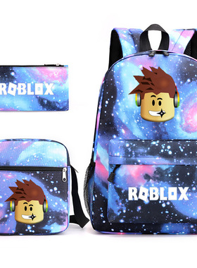 新款Roblox游戏男女双肩包学生书包小单肩包笔袋三件套电脑包校园