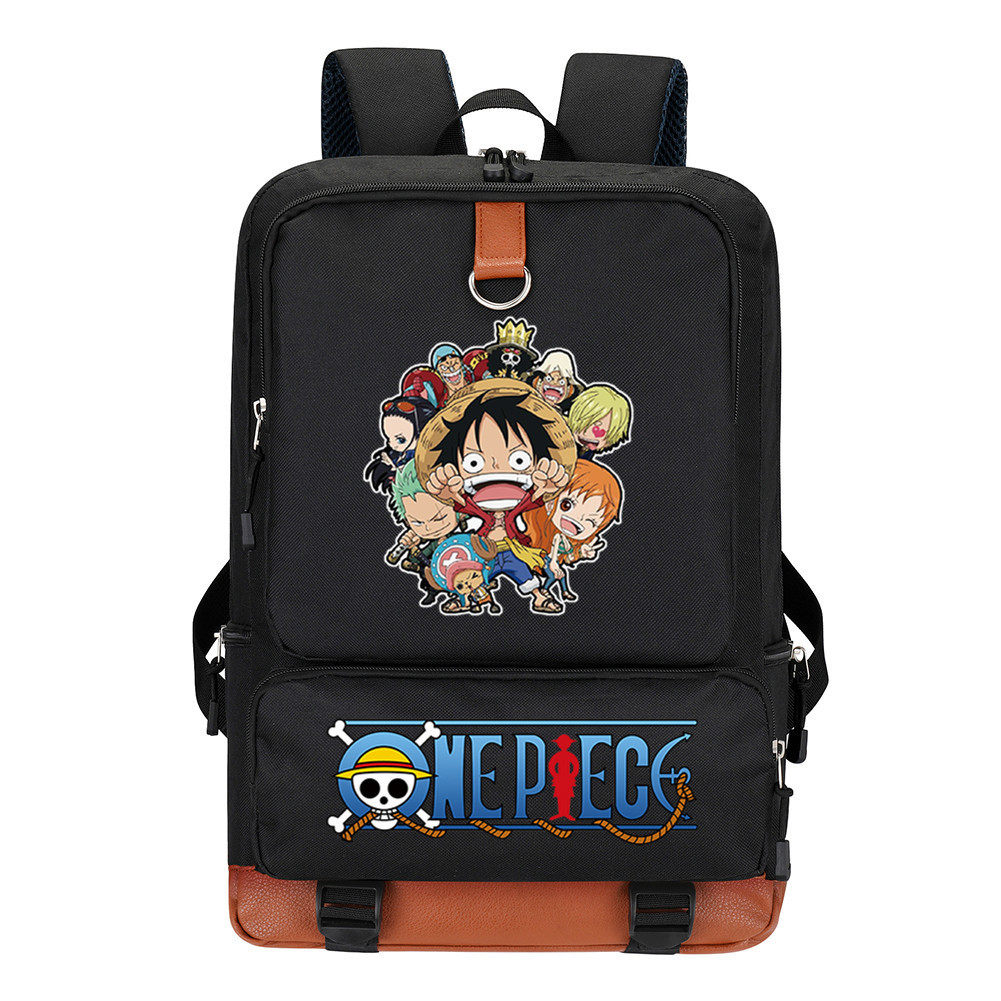 跨境热销海贼王动漫周边双肩包电脑包初高中小学生个性大容量书包