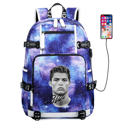 亚马逊热销球星C罗Ronaldo高质量学生校园书包星空防水背包60105