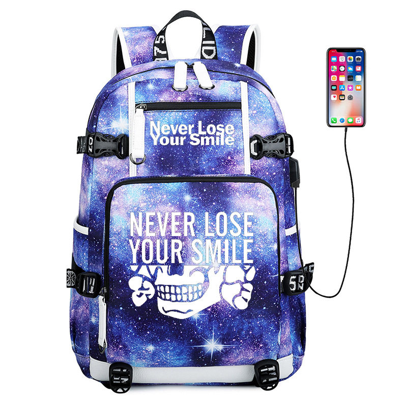 Never Lose Your Smile 高质量初高中学生校园书包星空防水背包