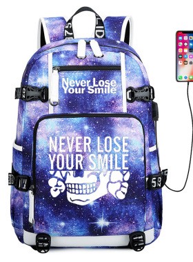 Never Lose Your Smile 高质量初高中学生校园书包星空防水背包