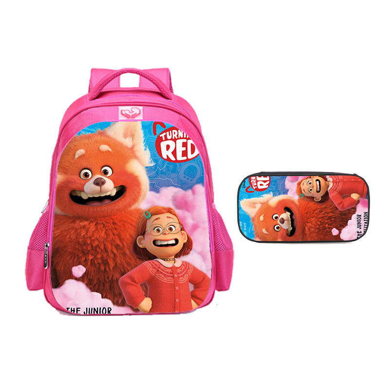 新款卡通青春变形记书包小学生背包蠢萌小熊学生笔袋turningred女