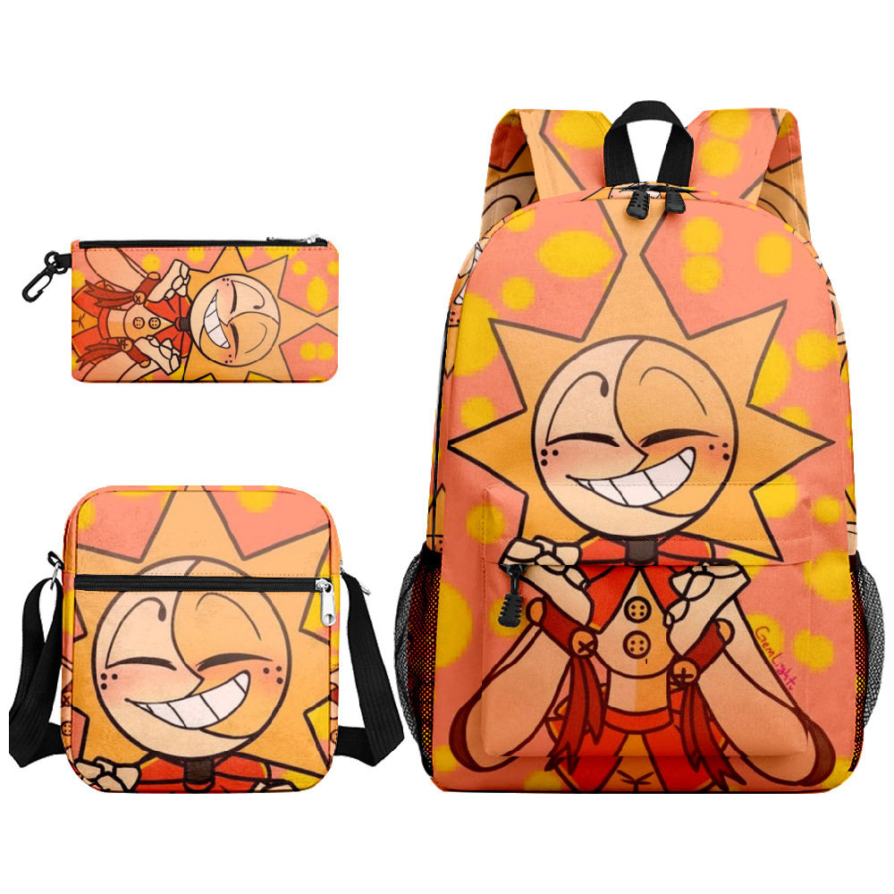 3D新品印花周边太阳小丑 sundrop FNAF 背包书包笔袋挎包三件套,文具电教/文化用品/商务用品,学生书包,淘宝优惠券,粉丝福利购,淘宝优惠卷