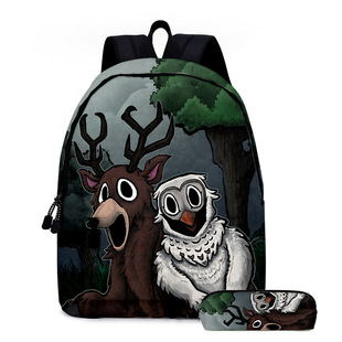 3D新品跨境 99 nights in the forest 双肩包书包笔袋两件套印花