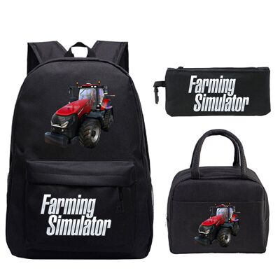 亚马逊新款Farming Simulator印花儿童个性背包中小学生餐包笔袋