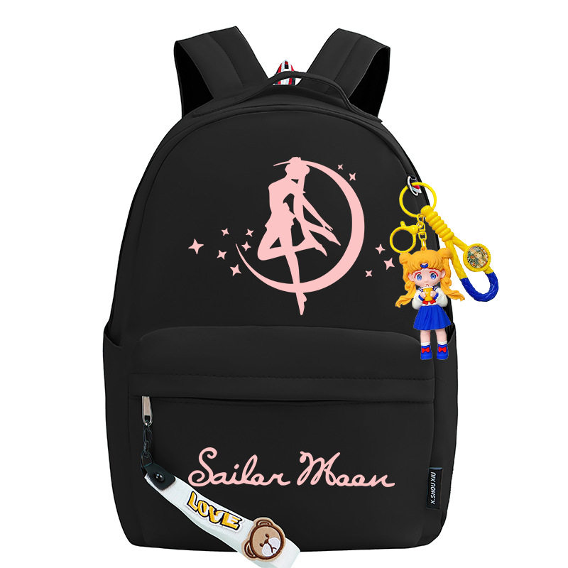 美少女可爱卡通图案印花双肩背包小恶魔学生可爱女生书包送玩偶