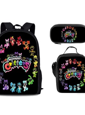 跨境Nightmare Critters噩梦小羊双肩背包学生书包餐包笔袋三件套