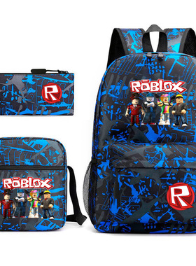 Roblox星空背包大容量中小学生书包三件套罗布乐思户外校园双肩包