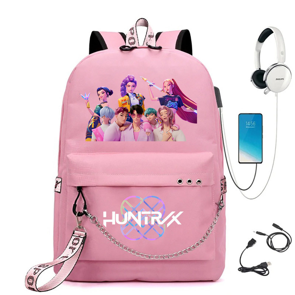 2025开学人气款Kpop猎魔女团印花学生书包潮流双肩包usb书