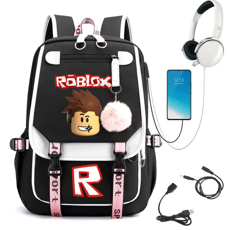 roblox游戏周边USB中小学生校园风书包男女通用户外出行双肩背包
