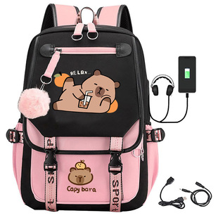 动物卡皮巴拉capybara大容量背包旅行包电脑包学生休闲双肩书包