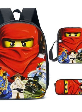 跨境热销幻影忍者背包 Ninjago学生书包卡通动漫双肩包挎包笔袋