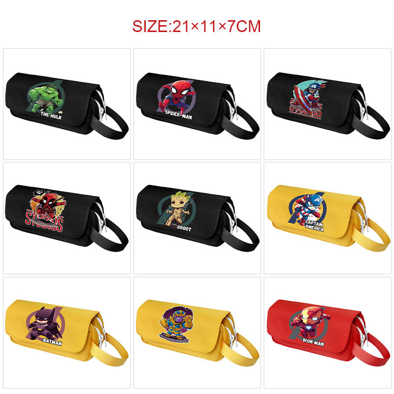 漫威超级英雄周边手提帆布防水笔袋学生双层大容量笔盒动漫手拿包