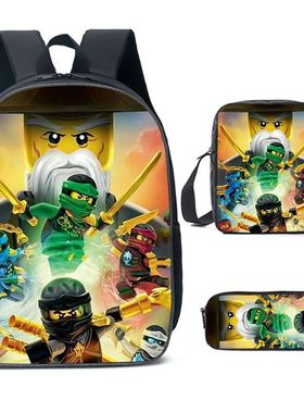 跨境货源乐高忍者Ninjago书包17寸大容量减负涤纶背包一件代发