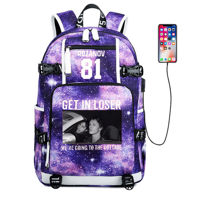 Heated Rivalry 81印花高质量中学生校园书包星空防水背包60122